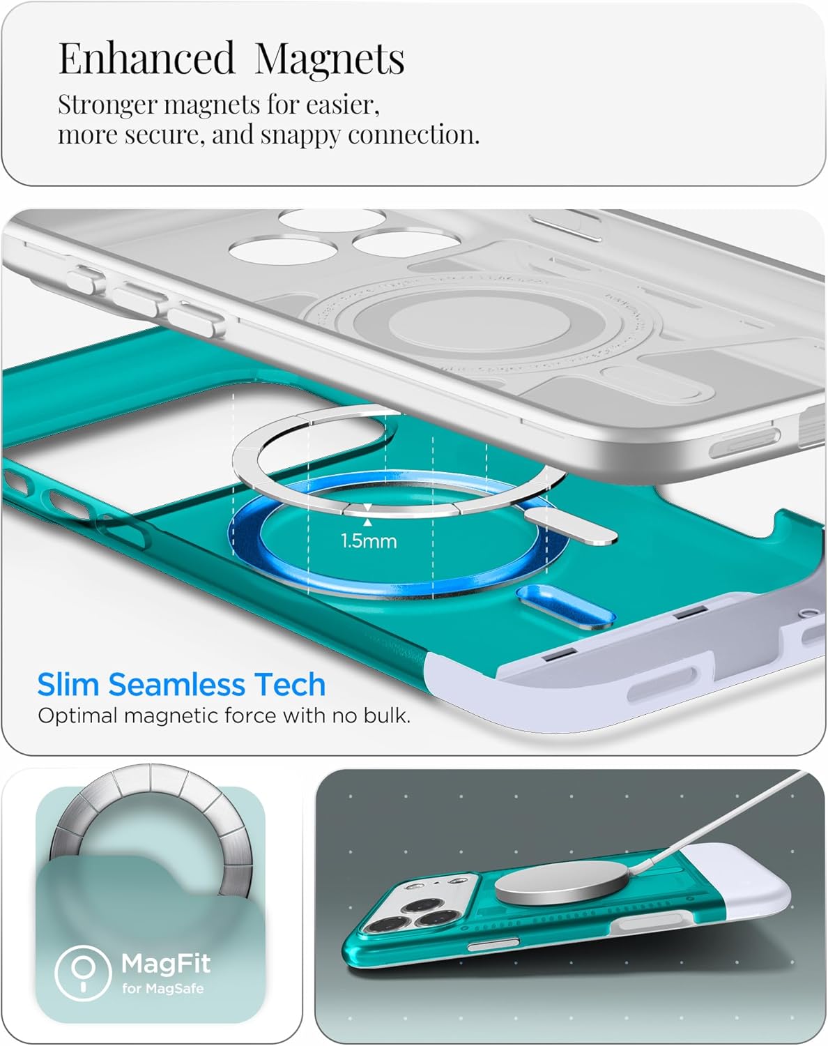 Spigen for iPhone 17 Pro Max Case, Classic C1 MagFit [TPU Covered Camera Control] [Compatible with MagSafe] - Bondi Blue