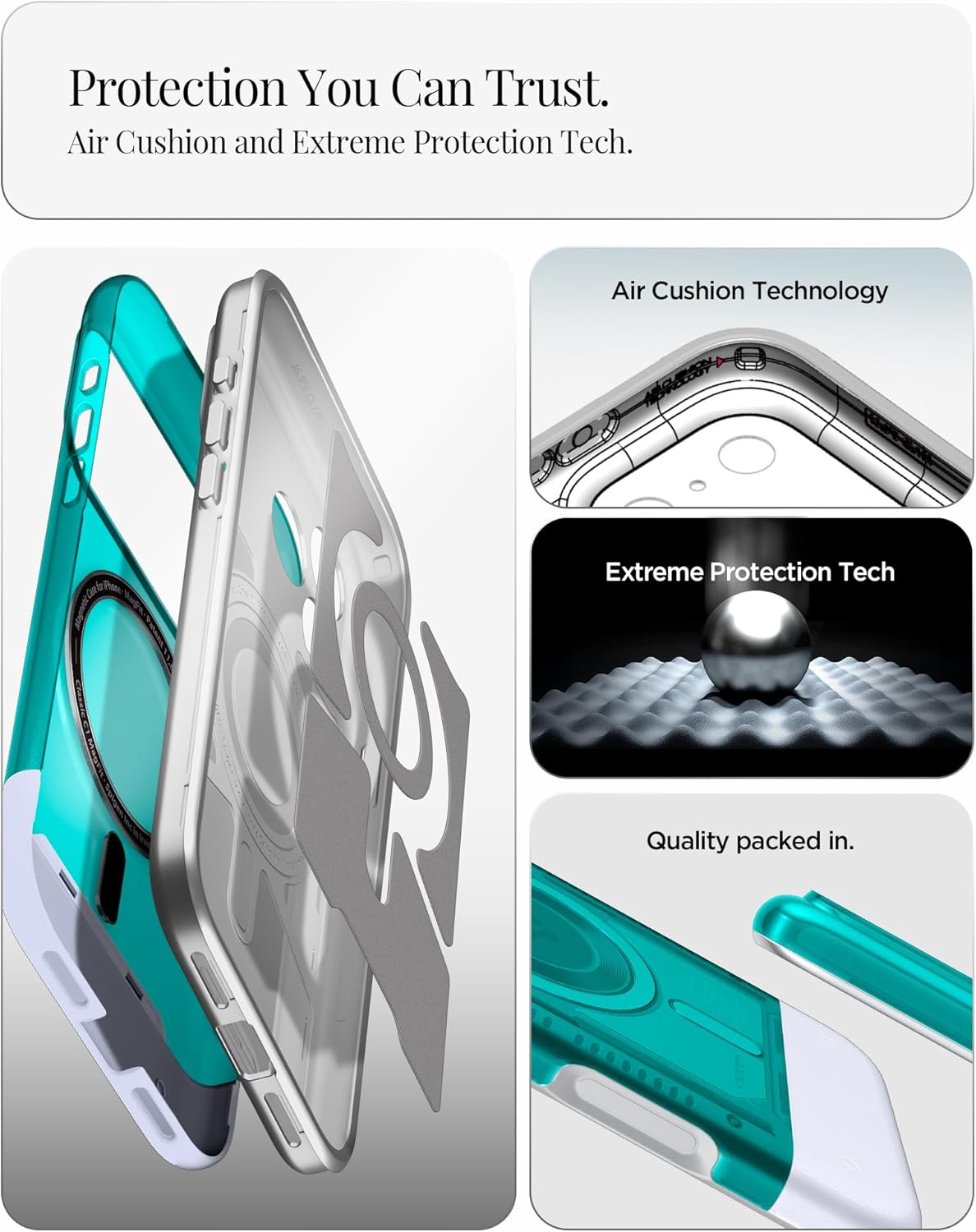 Spigen for iPhone 17 Pro Max Case, Classic C1 MagFit [TPU Covered Camera Control] [Compatible with MagSafe] - Bondi Blue